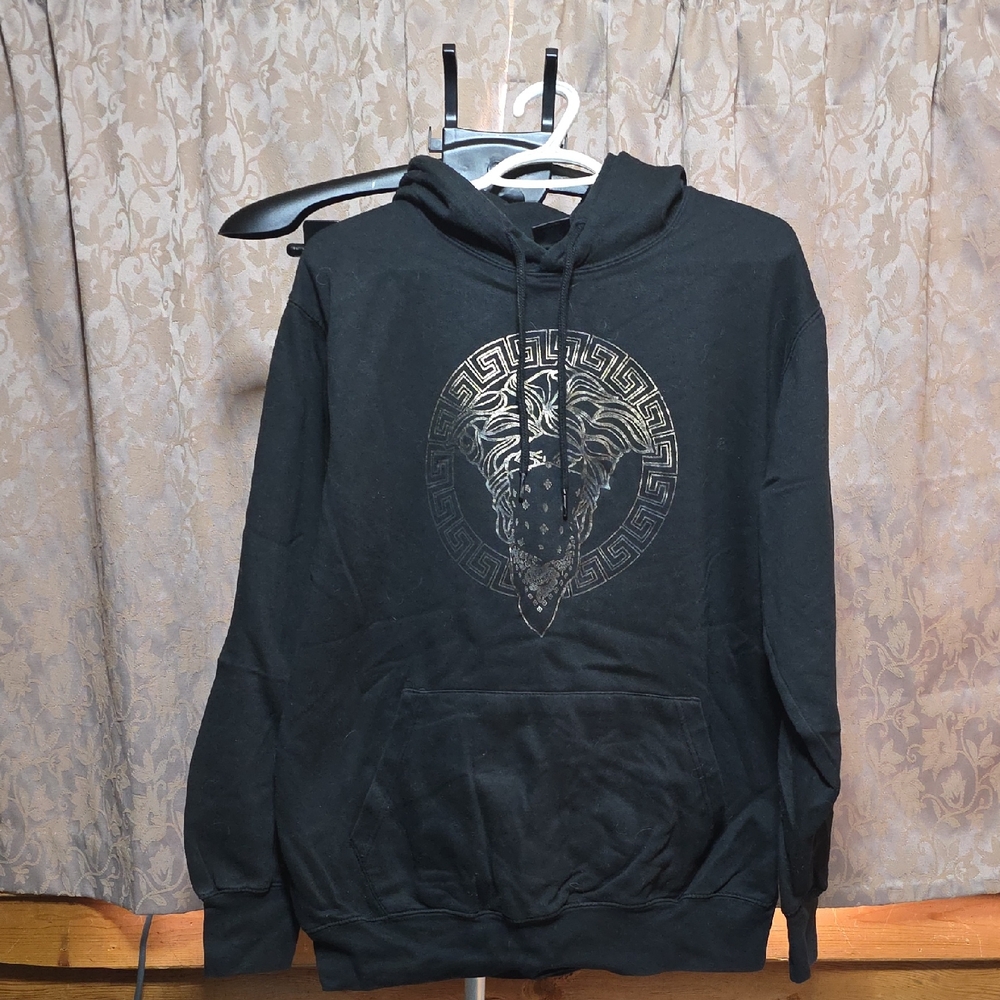 Crooks & Castles Black Hoodie with Gold Medallion Graphic